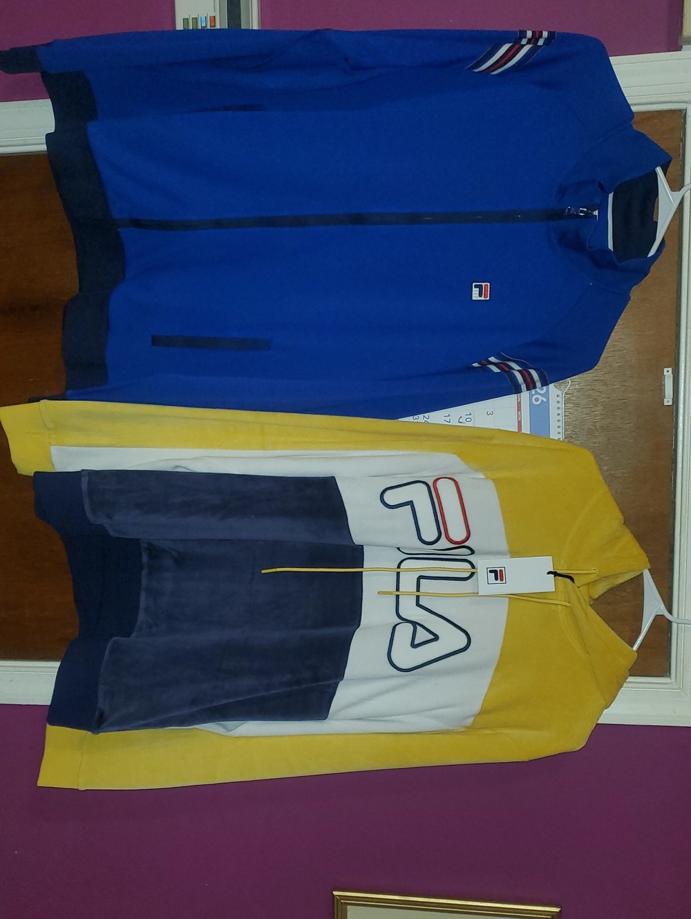 2 FILA SIZE 2X MENS VELOUR HOODIE AND ZIPUP JACKET.